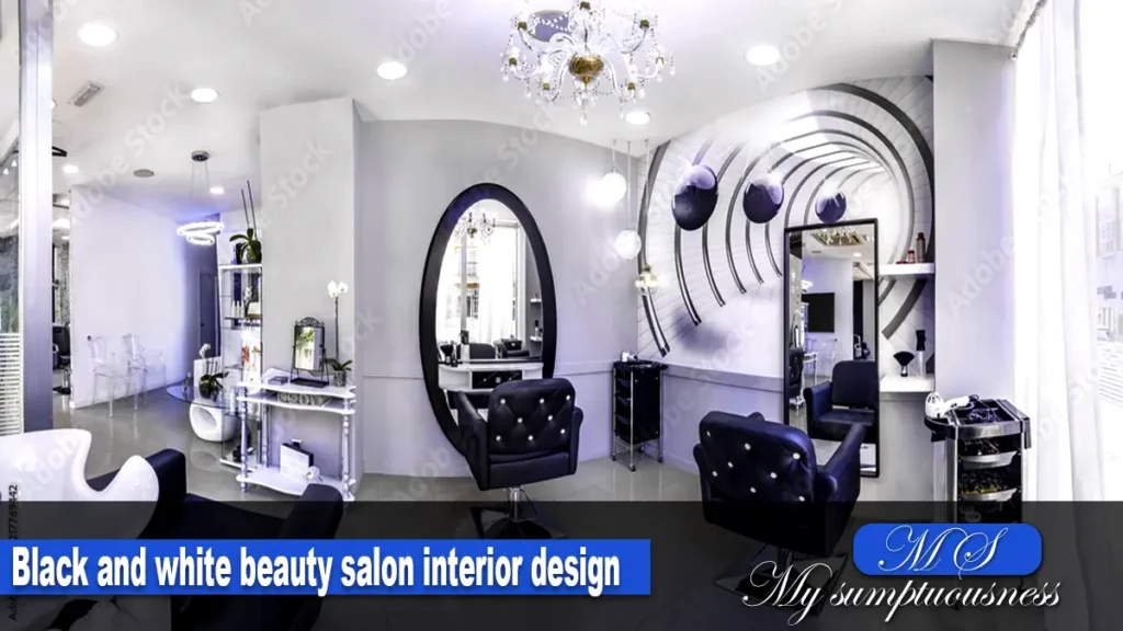 Black and white beauty salon interior design